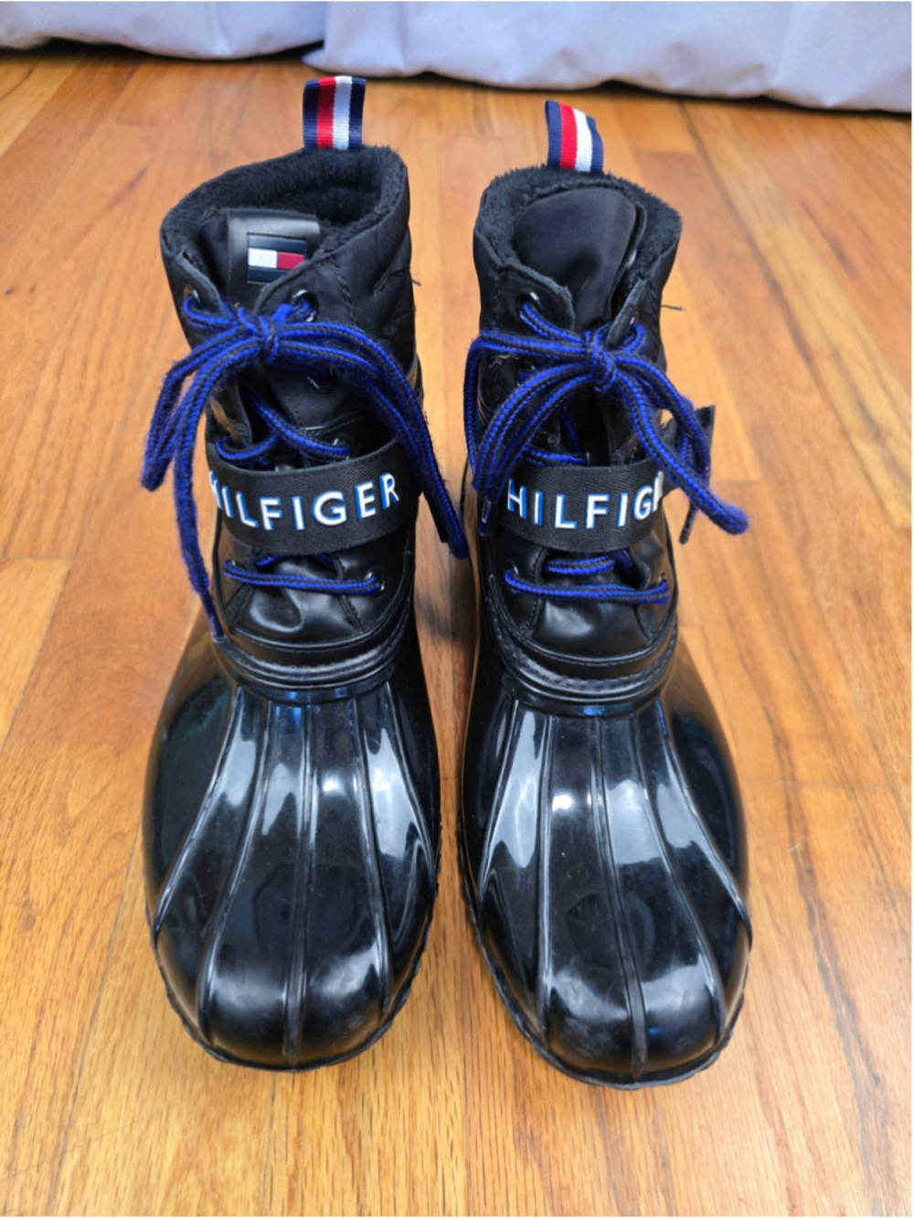 Women's Tommy Hilfiger Winter Rain Boots Black Blue Size 9